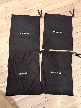 CHANEL Black Drawstring Logo Dust Bags - Set of 4